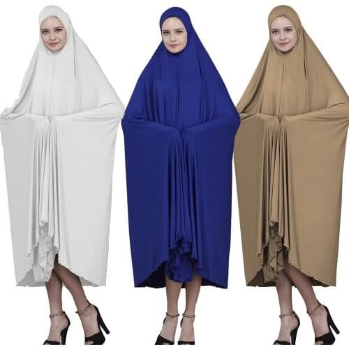 Women Prayer Garment Muslim Ramadan Islamic Dress Maxi Robe Gown Full Cover Overhead Abayas Kaftan Middle East Burka Hajj Thobe