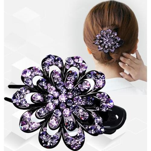 New fashion large Boutique luxurious wild rhinestone geometric flowers hairpin Barrettes Women girls hair accessoriesr Headwear