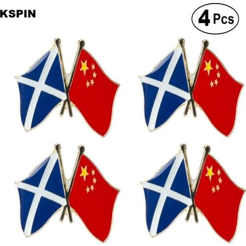 Scotland China Friendship Flag Pin Lapel Pin Badge Brooch Icons 4pcs
