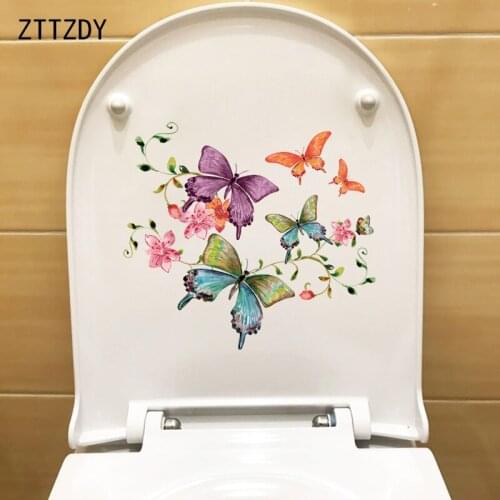 ZTTZDY 25.6CM×23CM Color Butterfly Kids Room Decoration Wall Decals Classic Toilet Stickers T2-0958