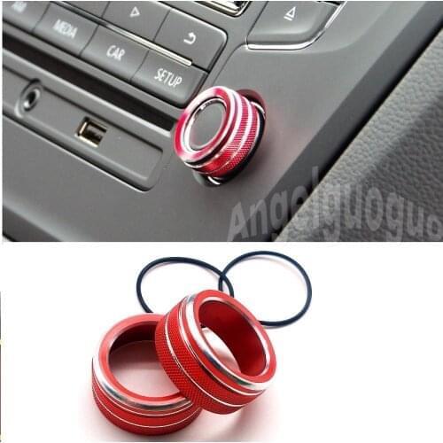 10 sets Button Audio Stereo Volume Control Knob Ring Cover car Accessories for Volkswagen vw Tiguan mk2 Atlas t-roc 2017-2019