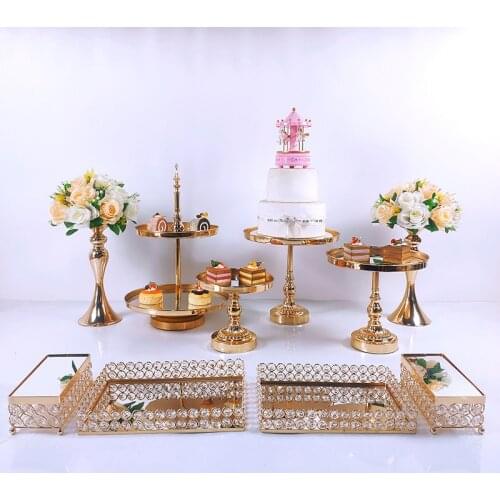 10 PC European Style Crystal Metal Cupcake Wedding Cake Stand Rack Set Holiday Party DisplayTray