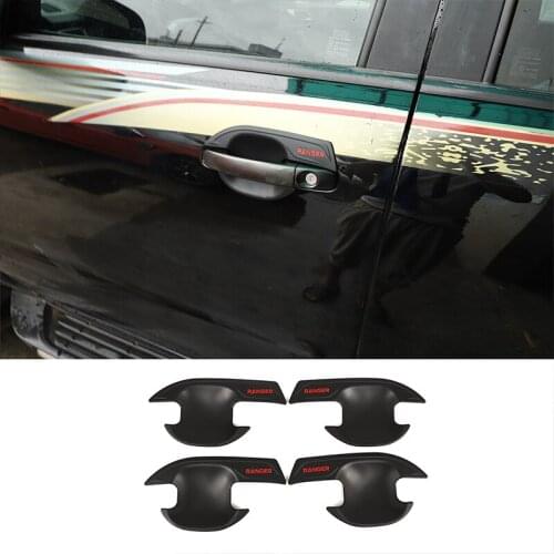4 pcs ABS Matte Black Car Outer Door Handle Bowl Decoration Cover Stickers For Ford Ranger 2012-2020 Car Accessories