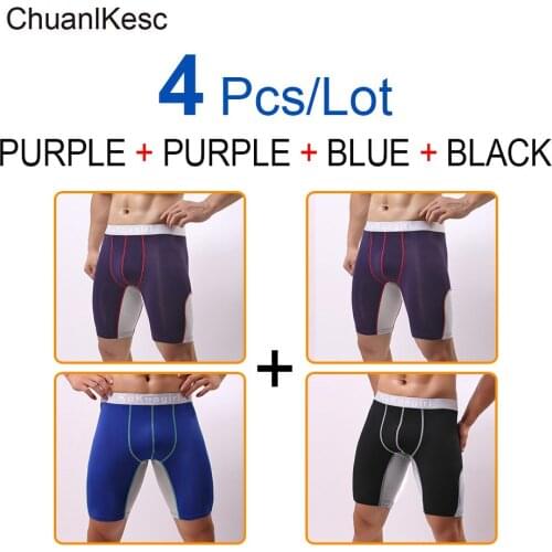 4 Pcs/Lot Boxer Sports Cotton Underwear Plus Long-wearing Leg Pants Fitness Underwear Run Underwear Comfortable and Breathable