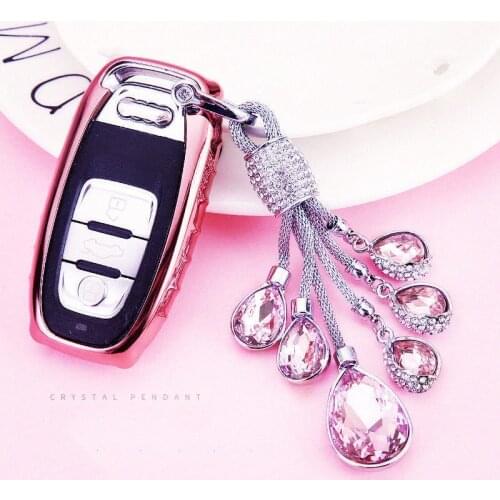Beautiful Crystal Car Keychain for Wowen Diamond Luxury Rhinestone Key Ring Holder Pendant Cute Car Cccessories Girls Fashion