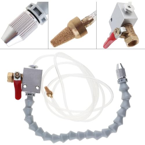 White Tube Ball Valve Cooling Sprayer with Adjustment and Connect 8mm Air Pipe for Cutting Engraving Cooling Machine/CNC Lathe