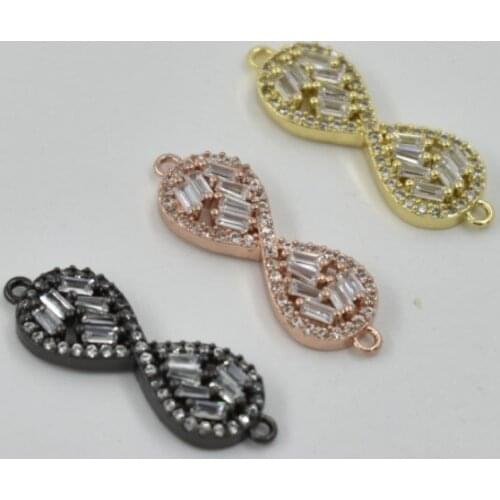 27*10mm infinity crystal micro pave cz zircon cubic zirconia beads copper silver gold black plated Pendant accessories ibn64