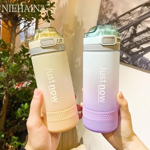 Gradient Water Cup Female Summer Student Plastic Anti-Fall Large-Capacity Frosted Portable Straw Cup