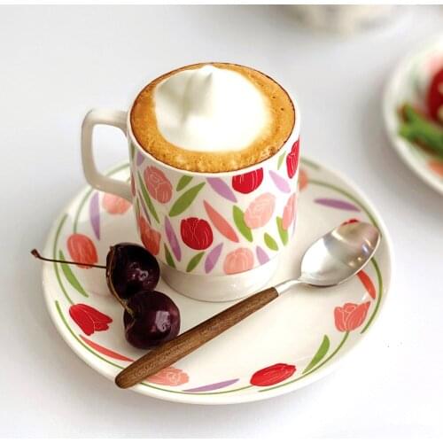 Tulip Retro Mug Niche Coffee Set Set Afternoon Tea Latte Cup