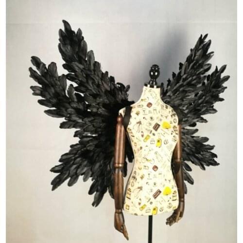 Black luxury adult angel wings props catwalk show props festival Angel Feather wing Window decor underwear catwalk
