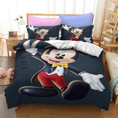 Disney Anime Figures Mickey Minnie Mouse Theme Children Quilt Pillowcase Home Textile Washable Kids Birthday Kawaii Bedding Set
