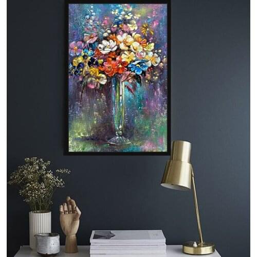 DIY digital painting oil painting vase flower plant art living room bedroom decoration painting hand-painted decompression