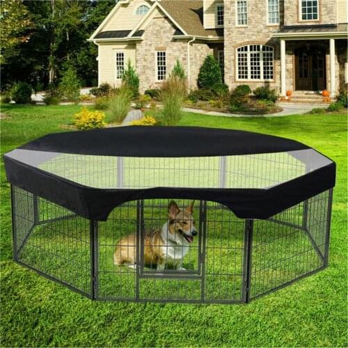 Rain-proof Breathable Dog Playpen Top Cover Fabric Half-mesh Half-fabric Pet Playpen Shaded Cover Patio Dog Fences