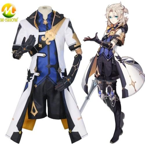 Game Genshin Impact Albedo Cosplay Costume Game Suit Anime Uniforms for Adult Men Halloween Outfit Any Size