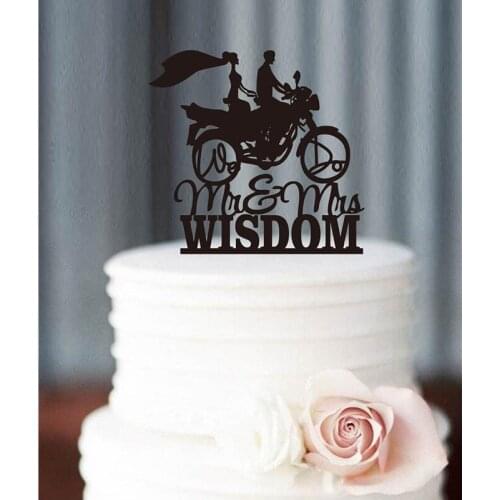 Customized Mr And Mrs Motorcycle topper Wedding glitter Cake Topper Personlized Bride And Groom Topper Dessert toothpicks
