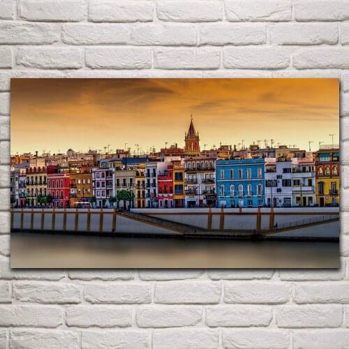 Beautiful Colorful cityscape city building landscape living room home wall art decor print canvas fabric poster KP815