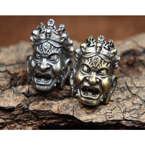 Demon Vajra Bodhisattva Brass Knife Bead Paracord Handmade Woven Lanyard Pendants EDC Outdoor Tool DIY Charms Accessories Retro