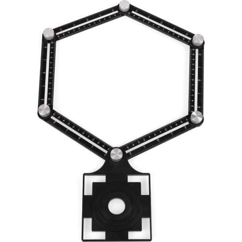 Multi Template 6 Folding Rulers Finder Measuring Tool Angle Ruler Perforated Tool with Drill Guide Glass Tiles Woodworking Gaug
