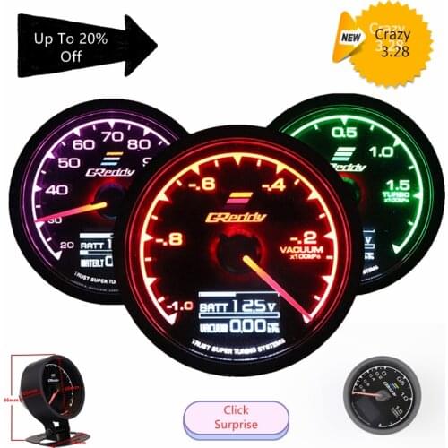 GReddi Gauge Turbo Boost LCD Display With Voltage Meter Racing Car Accessiores For Turbo Car Golf Sonic Argo Polo E90