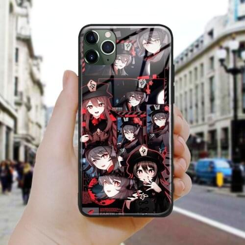 Genshin impact hutao fanart Soft Silicone Glass Phone Case Cover Shell For iPhone SE 6 6s 7 8 Plus X XR XS 11 12 Mini Pro Max