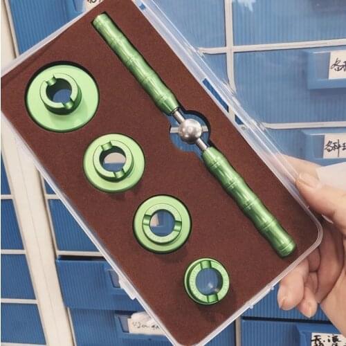 1pcs Hand Wrench Watch Back Case Opener + 4pcs Grooved Dies 20mm 30mm 33mm 42mm Repair Tool Set for Omega Seamaster