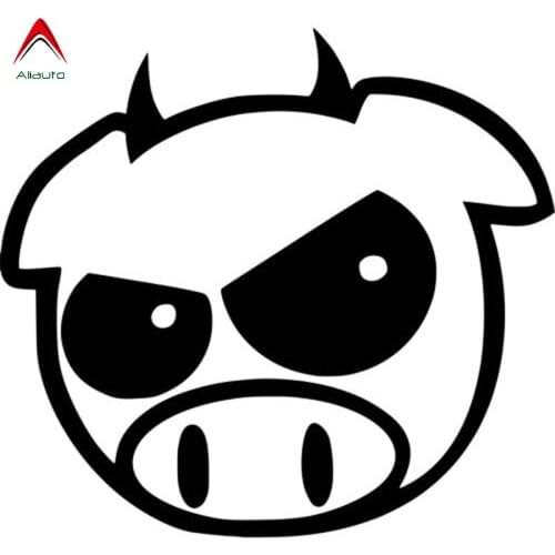 Aliauto Personality Car Sticker Devil Pig Horns Vinyl Styling Accessories PVC Decal for Peugeot Mitsubishi Lada Kia Gt,15*14cm
