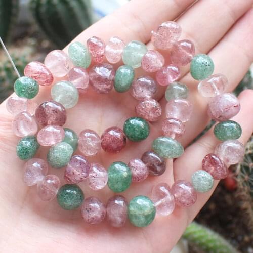 Natural 6-14mm Red/Green Strawberry Quartzs Freeform Loose Beads 15",we provide mixed wholesale for all items