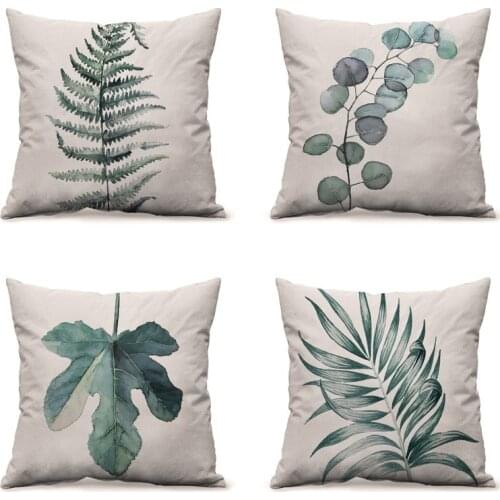 New Green Plant Palm Leaf Plantain Simple Fresh Pillowcase Cushion Cover Sofa Car Home Decoration