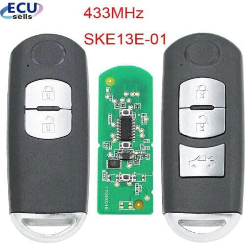 New Replacement Remote Key Fob 433Mhz 49 Chip For Mazda 3 6 CX-4 CX-5 MX-5 SKE13E-01 With small Key with Logo