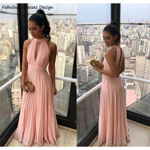 Charming A Line Bridesmaid Dresses 2021 Sexy Backless Halter Long Wedding Party Dress Robe De Soiree De Mariage