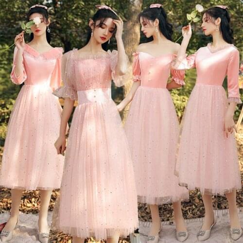 Bridesmaids Dress Illusion Half Strapless A-Line Tulle Lace Pleat Sequined Off The Shoulder Luxury Women Wedding Party Gown E633