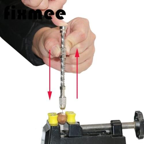 Semi-Automatic Mini Manual Hand Drill Aluminum Spiral Hand Manual Push Chuck Twsit Micro Drill Bit 0.3-2mm Wood Model Manual