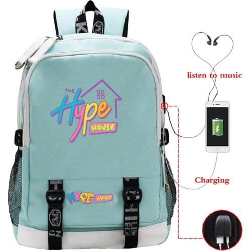 Casual The Hype House Usb Charge Backpack Boys Girls School Bag Men Women Rucksack School Bag Teens Daily New Teenager Knapsack