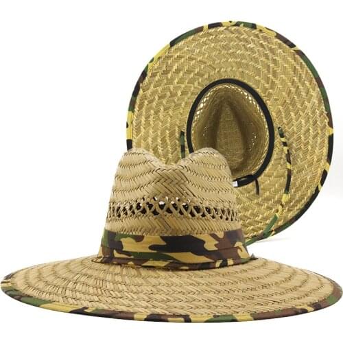 Simple Handwork Women Men Straw Summer Beach Sun hat Outdoor Summer Wide Brim Jazz Panama Straw Lifeguard Hat Womens Summer Hat