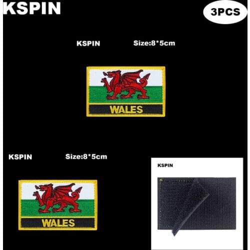 Rectangle National Flag Patch Hook Loop WALES Badges Armband 3D Stick on Jacket Backpack Stickers