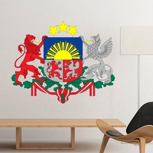 Latvia National Emblem Country Symbol Mark Pattern Removable Wall Sticker Art Decals Mural DIY Wallpaper for Room Decal