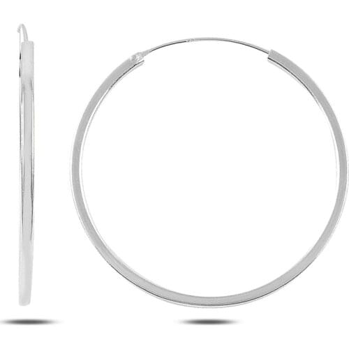 Silver 925 Sterling 45mm Simple Ring Earrings