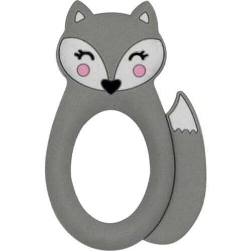 Silicone Teether Teething Toy Fox Teething Product BPA Free Silicone Teething Necklace Pacifier Chain Pendant Baby Chewing Bead