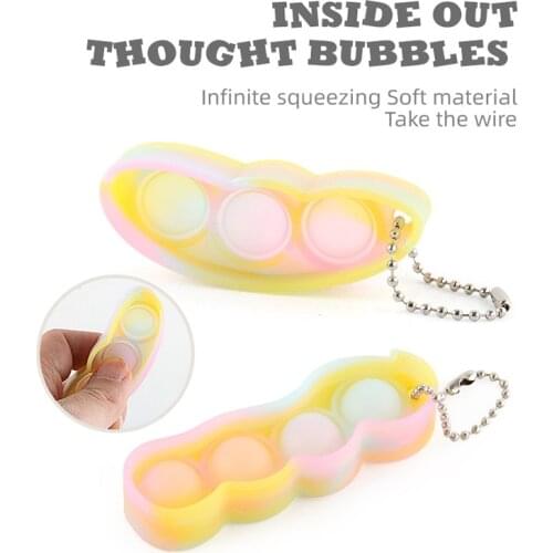 Funny Sensory Fidget Toy Finger Pop Extrusion Beans Peas Squeeze Edamame Toys Squishy Gift Antistress Keychain Adults Children