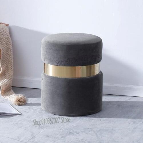 Nordic Light Luxury Flannel Sofa Stool Short Pier Fashion Simple Net Red Small Bench Creative Thickening Shoe Changing Stool