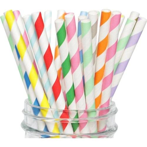 25pcs Disposable Paper Straws Creative Mixed Drinking Straw Birthday Party Decorations Kids Baby Shower Wedding Party Supplies