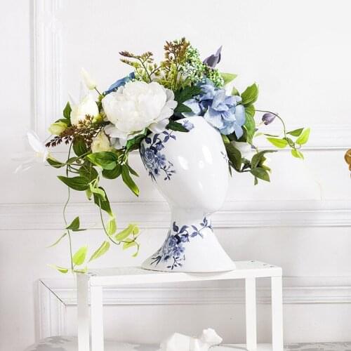 Modern Head Shape Ceramic for Wedding Home Decor Living Room Decoration Porcelain Vase Figure
