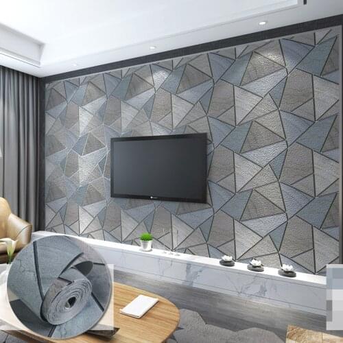 Modern Minimalist 3D Relief Geometric Non-woven Suede TV Background Wall Paper Nordic Bedroom Living Room Wallpaper For Walls 3D