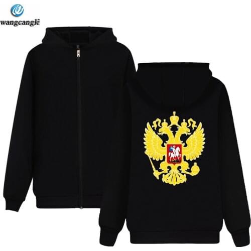 Russia Is Our Power Hoodies With Zipper Men Women Brand Jacket Double-headed Eagle Russia Style Cotton Hoodie Sweatshirt 4XL