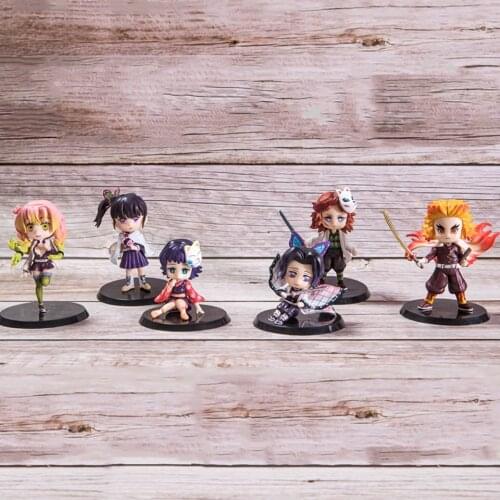 Tronzo 6PCS/Set Demon Slayer Kimetsu no Yaiba Kochou Shinobu Kanawo Kyoujurou Sabito Makomo Mitsuri Action Figure Model Doll Toy