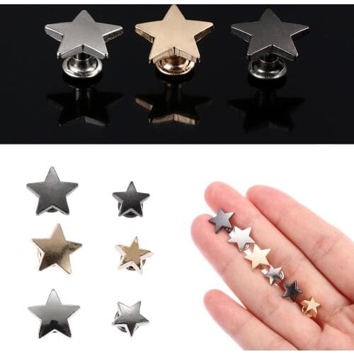 10Sets Stars Rivets Metal Close-End Glass Drill Nail Button DIY Clothing Bag Shoes Crafts Decoration Supplies Garment Sewing
