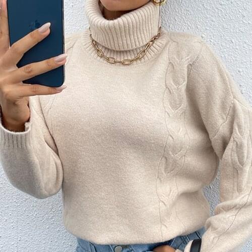 Turtleneck Women Sweater Knitted Autumn Winter Pullover Sweet Pull Sweater Female Winter Pullovers Knitted Pullover