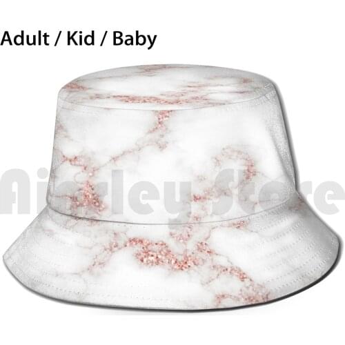 Golden Glitter Pink Marble Sun Hat 3230 Bucket Hat Marble Cute Pink White Funny Girly Pastel Pattern
