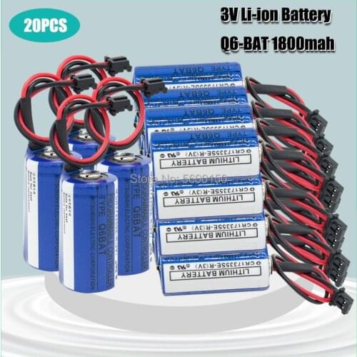 20PCS Q6BAT 3V 1800mAh PLC Battery CR17335SE-R CNC Lithium Li-ion Batteries For CNC System Servo For Mitsubishi
