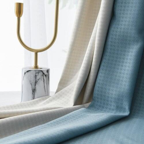 2021 Modern Cotton and Linen Solid Color Stitching Blackout Curtain Cloth Bay Window Curtains for Living Dining Room Bedroom
